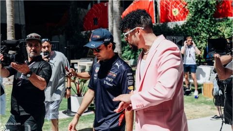 VIDEO: Checo Pérez llegó al GP de Miami acompañado de Bad Bunny