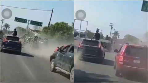 VIDEO: Así es como grupo armado persigue a convoy militar en carretera