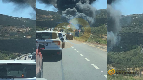 Mega accidente en la Ruta del Vino; chocan autos y tractocamión se incendia