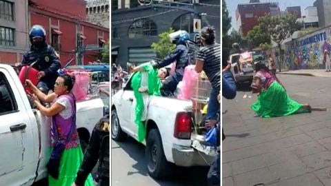 'Lady Tacos' se enfrenta a la policía; los acusa de llevarse sus sillas