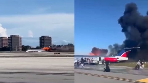 VIDEO: Avión con 126 personas a bordo se incendia tras aterrizar
