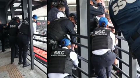 VIDEO: Policías rescatan a mujer que intentó saltar de un puente