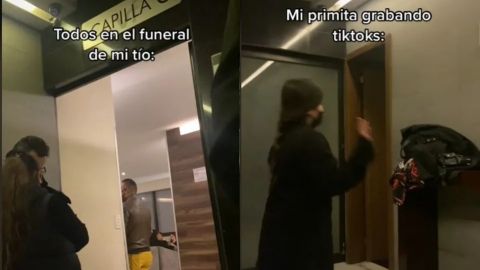 Cachan a niña grabando TikTok en pleno funeral de su tío y se hace viral