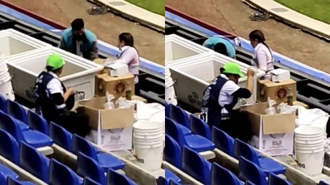 Vendedores de cerveza en estadio son captados reciclando los vasos