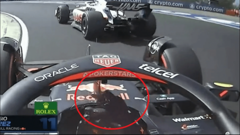 Checo Pérez le pinta dedo a Schumacher en el GP de Hungría