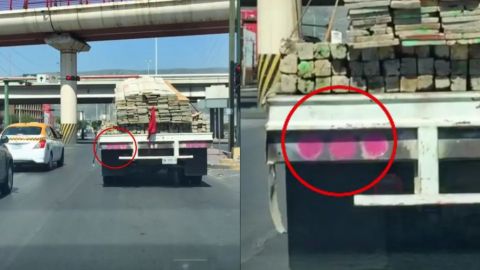 Chofer pinta su camión para simular luces traseras
