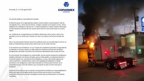 Es momento que gobierno garantice la seguridad a la población: Coparmex Ensenada