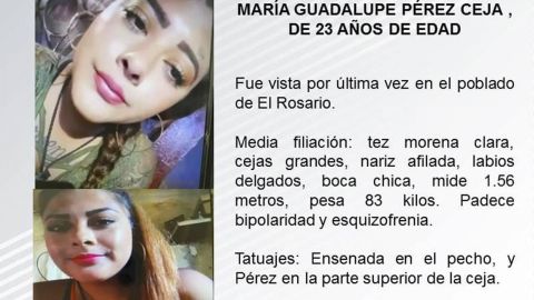 Buscan a María Guadalupe Pérez Ceja en Ensenada