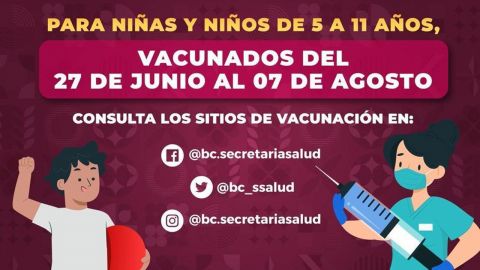 Este martes, vacunas COVID 19 para menores en Baja California
