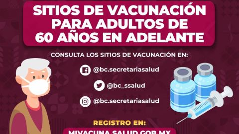 Vacunación para adultos mayores este sábado 7