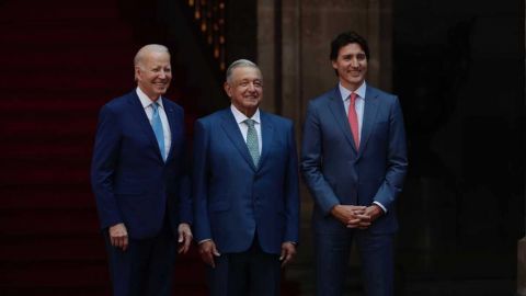 AMLO recibe a Biden y Trudeau en Palacio Nacional para iniciar la Cumbre