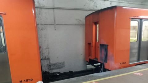 Se separa convoy en la estación Polanco de la Línea 7 del Metro