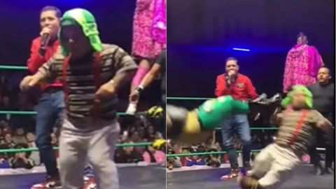 VIDEO: El brutal golpe que recibió Medio Metro en una función de Lucha Libre