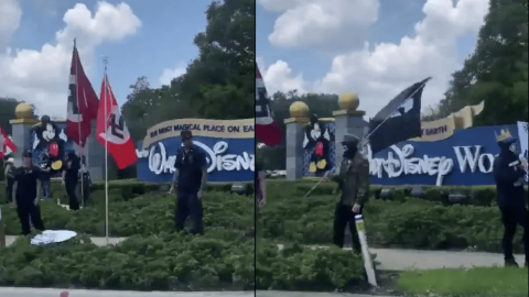 Ondean banderas nazis afuera de Disney World en apoyo a Ron DeSantis