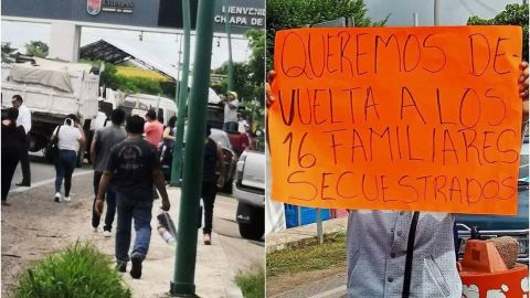 Familiares de los 16 funcionarios secuestrados en Chiapas realizan bloqueos