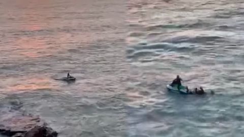 Rescatan a una persona arrastrada por la corriente en la playa El Vigia