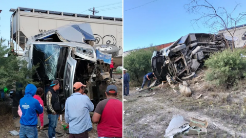 Tren arrastra camión de pasajeros en Querétaro; hay 6 muertos