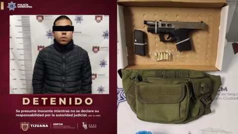 Recapturan a sujeto que portaba armas y droga en Tijuana