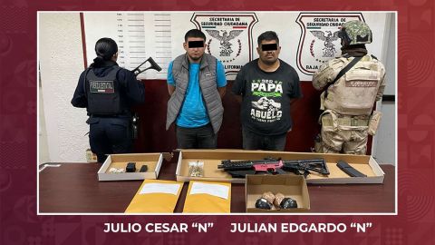 Capturan a dos con granadas, drogas y armas en Mexicali