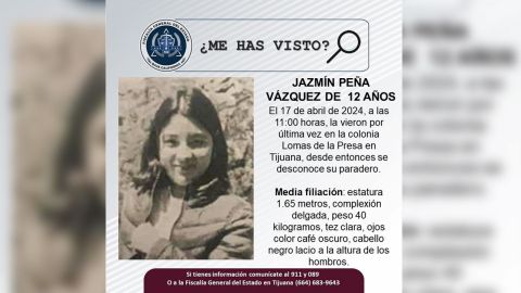 Se busca a Jazmín Peña Vázquez, de 12 años, desaparecida en Tijuana