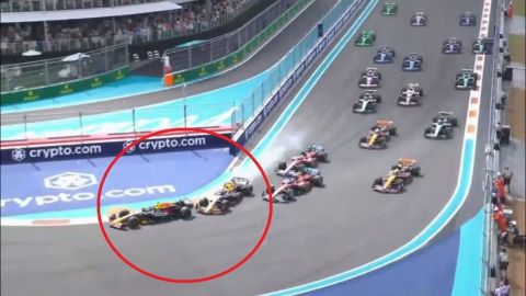 Max Verstappen señaló a Checo Pérez por daños en su monoplaza en Miami