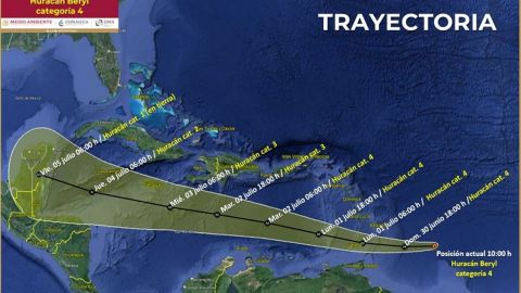 Huracán Beryl se intensifica a categoría 4; no representa peligro para México