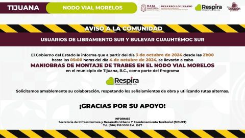 Anuncia SIDURT cierres por maniobras en Nodo Morelos