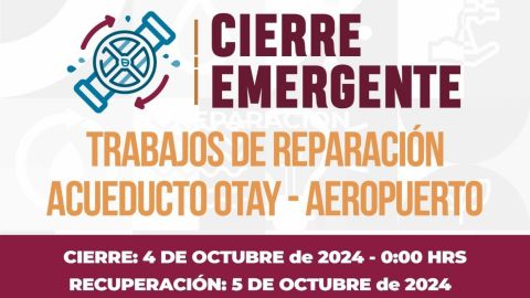 CESPT realizará trabajos emergentes en el Acueducto Otay-Aeropuerto