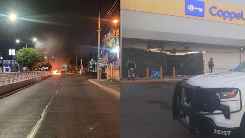 Bloqueos, autos incendiados e intento de robo con retroexcavadora en Culiacán