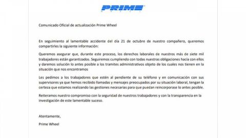 Prime Wheel responde ante clausura de sus instalaciones