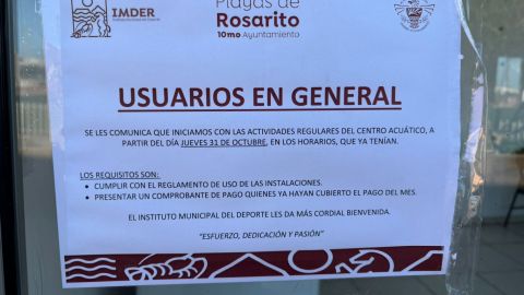 Se reabre el Centro Acuático Rosarito