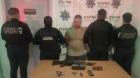 Detienen a sujeto armado que retuvo a su pareja e hijos