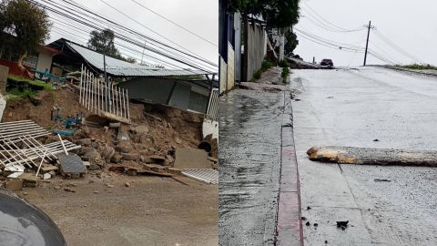 Lluvias causan derrumbe de barda en escuela de Tijuana