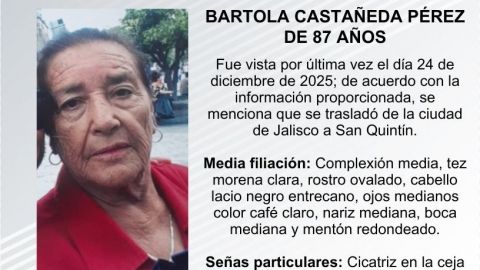 Desaparece abuelita de 87 años en San Quintín