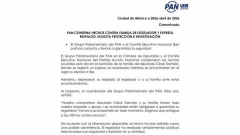 PAN condena hechos contra familia de legislador y exige investigación