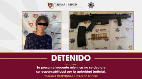 Asegura Policía Municipal a mujer con arma tipo fusil en la colonia Miramar