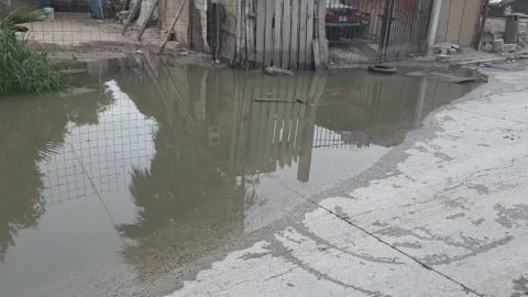 Aguas negras brotan de alcantarilla tapada; vecino exige solución