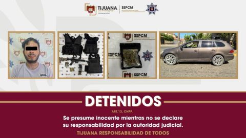 Detienen a hombre armado con tres chalecos antibalas en Playas de Tijuana