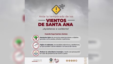 Ensenada alerta por vientos Santa Ana de hasta 70 km/h