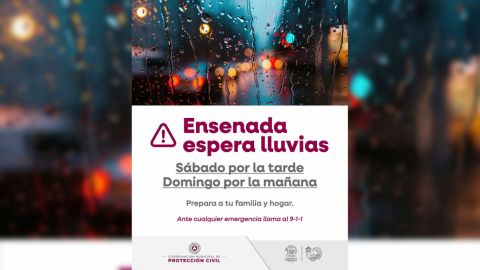 Prevén lluvias fuertes y vientos de hasta 75 km/h en Ensenada